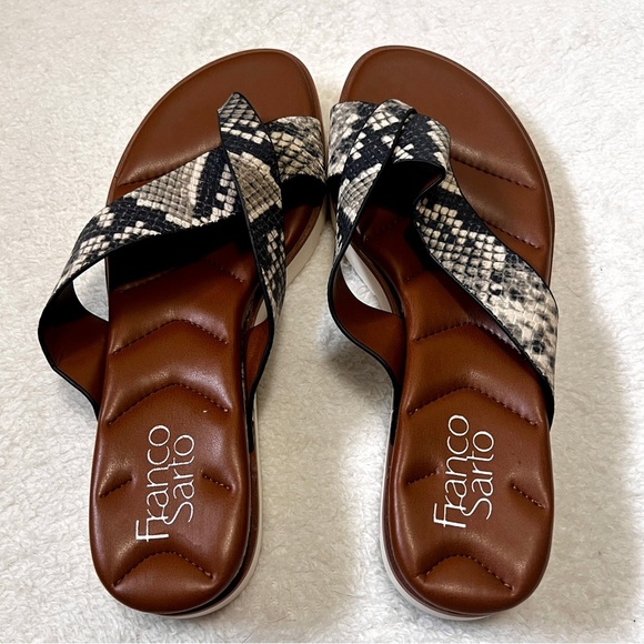 Franco Sarto Darious Snake Print Slide Sandals - Size 8 - Picture 3 of 9